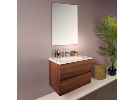 HANAH HOME Kupatilski ormarić sa umivaonikom i ogledalom (2 komada) Simple 80 Hrast