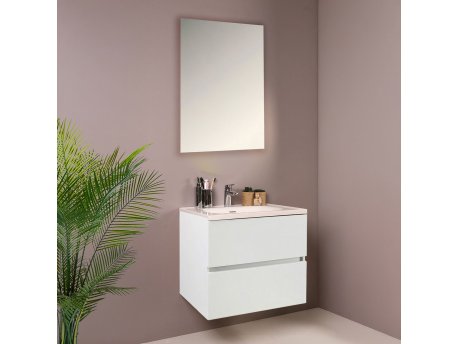 HANAH HOME Kupatilski ormarić sa umivaonikom i ogledalom (2 komada) Simple 60 White