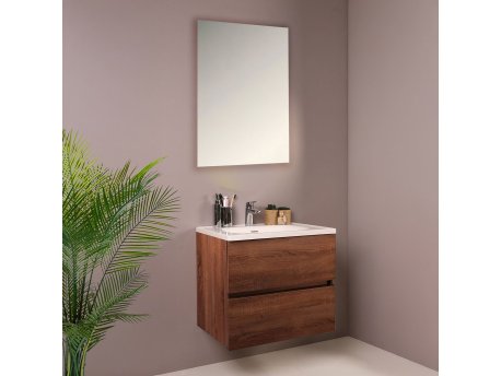 HANAH HOME Kupatilski ormarić sa umivaonikom i ogledalom (2 komada) Simple 60 Hrast