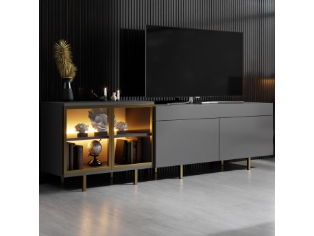 HANAH HOME TV polica Vienna Anthracite Gold