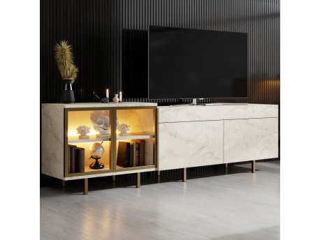 HANAH HOME TV polica Vienna Travertine Gold