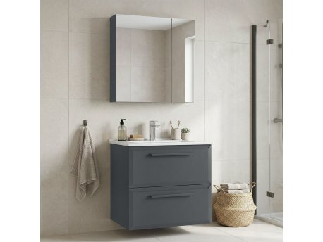 HANAH HOME Kupatilski ormarić sa umivaonikom i ogledalom (2 komada) Nuvola 65 v2 190