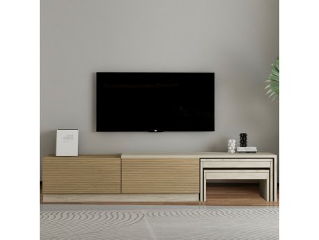 HANAH HOME TV polica Nest Travertine Warm Oak