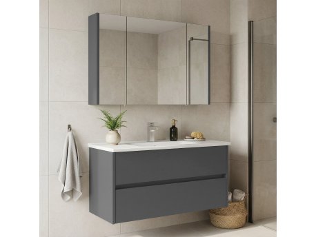 HANAH HOME Kupatilski ormarić sa umivaonikom i ogledalom (2 komada) Arno 100 760