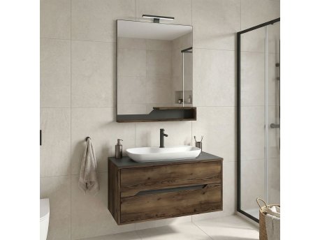 HANAH HOME Kupatilski ormarić sa umivaonikom i ogledalom (2 komada) Galia 100 v2 530