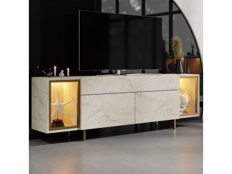 HANAH HOME TV polica Zenith Travertine Gold
