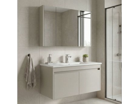 HANAH HOME Kupatilski ormarić sa umivaonikom i ogledalom (2 komada) Arno 100 764