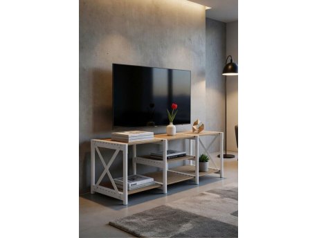 HANAH HOME TV polica TV Unit Shelf White