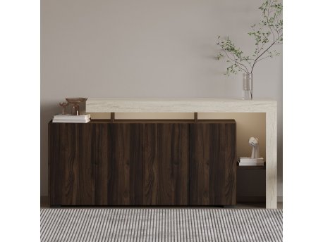 HANAH HOME Konzola Beliz Travertine Walnut