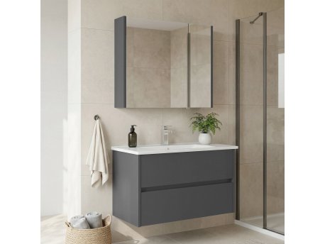 HANAH HOME Kupatilski ormarić sa umivaonikom i ogledalom (2 komada) Arno 85 784