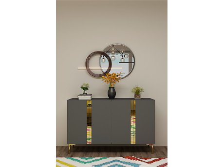HANAH HOME Konzola Anka 120 Anthracite Gold