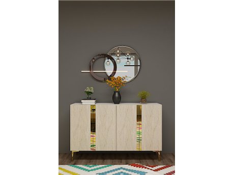 HANAH HOME Konzola Anka 120 White Travertine Gold