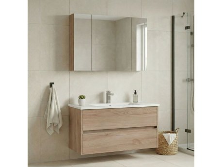 HANAH HOME Kupatilski ormarić sa umivaonikom i ogledalom (2 komada) Side 100 v3 631