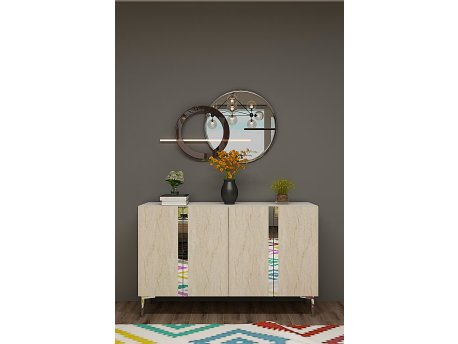 HANAH HOME Konzola Anka 120 White Travertine Silver