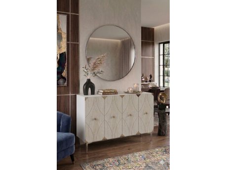 HANAH HOME Konzola Alfa 120 White Travertine Silver
