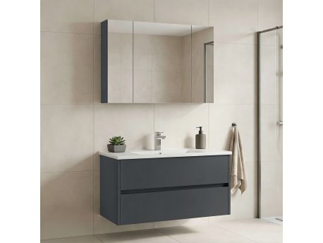 HANAH HOME Kupatilski ormarić sa umivaonikom i ogledalom (2 komada) Side 100 v3 632