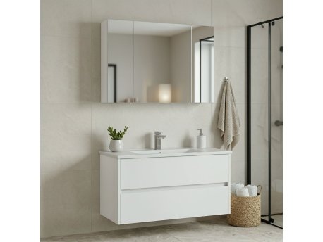 HANAH HOME Kupatilski ormarić sa umivaonikom i ogledalom (2 komada) Side 100 v3 633