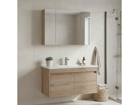HANAH HOME Kupatilski ormarić sa umivaonikom i ogledalom (2 komada) Side 100 v3 635