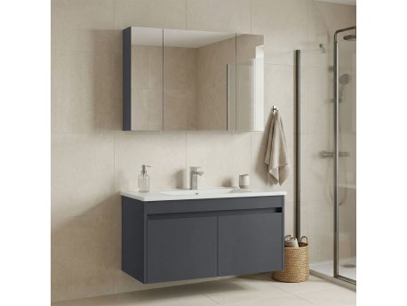 HANAH HOME Kupatilski ormarić sa umivaonikom i ogledalom (2 komada) Side 100 v3 636