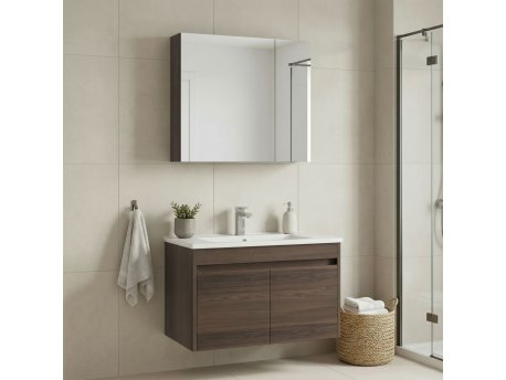 HANAH HOME Kupatilski ormarić sa umivaonikom i ogledalom (2 komada) Side 100 v3 718
