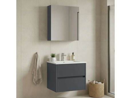 HANAH HOME Kupatilski ormarić sa umivaonikom i ogledalom (2 komada) Side 65 v2 785