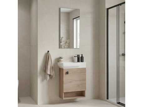HANAH HOME Kupatilski ormarić sa umivaonikom i ogledalom (2 komada) Begonya 55 063