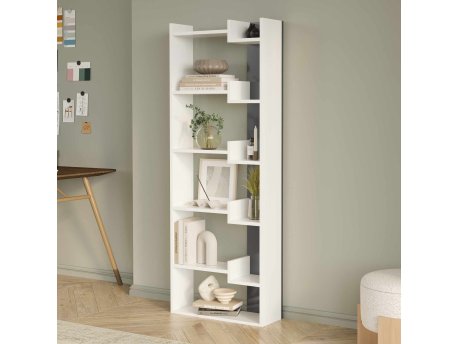 HANAH HOME Polica za knjige Palermo White Anthracite