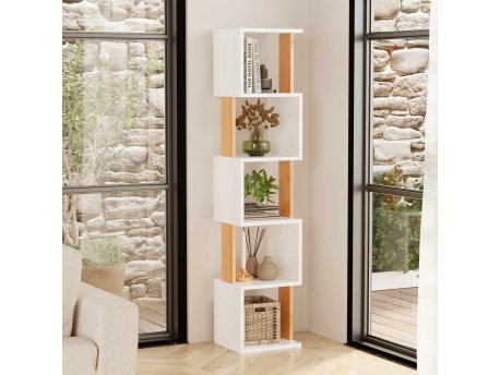 HANAH HOME Polica za knjige Milan White Natural