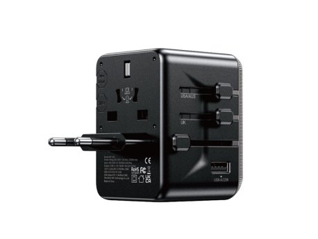WEKOME U69 Univerzalni Strujni GaN punjač, 5-porta USB (3.0 i 4 x 3.1 tipC-EU/UK/AU/US/JAP) 65W, crni