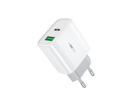 WEKOME U53 Superbrzi Strujni GaN punjač, 2-porta USB (3.0 i PD-tipC) 33W, beli