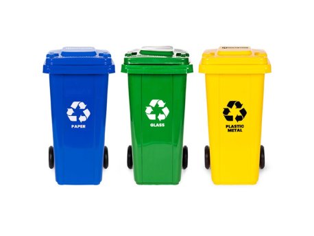 Multistore Set 3 kante za smeće - 120 L (3 boje), gumirani točkovi, papir, staklo, plastika