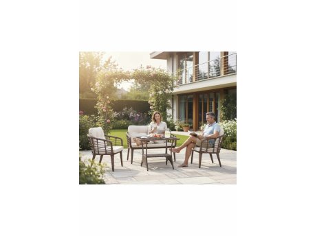 HANAH HOME Baštenska garnitura Manolya Brown Cream