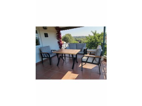 HANAH HOME Baštenska garnitura Nergiz 2+1+1 Grey