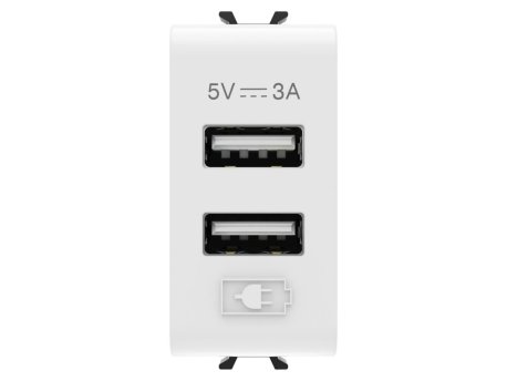 GEWISS Priključnica USB 2-STR. 5V 3A TYPE A+A bela 1M Chorus GW10447