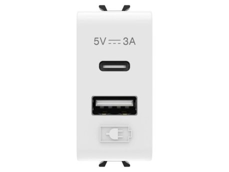GEWISS USB dvostruka utičnica/napajanje za ugradnju na nosače CHORUS, 2x USB-A tip + C