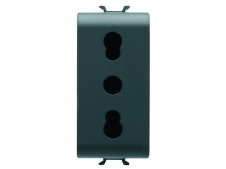 GEWISS GW12203 - Italijanska standardna utičnica 250V AC - 2P + E 16A Bivalentna - Satin Black - ChoruSmart