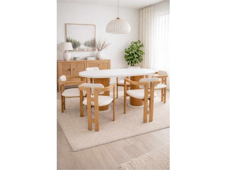 HANAH HOME Set Trpezarijski sto i 6 stolica Bohemian Round Scandinavian 7