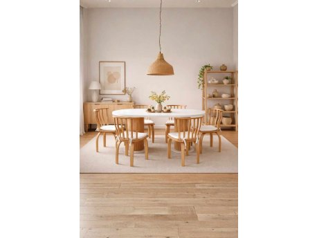 HANAH HOME Set Trpezarijski sto i 6 stolica Bohemian Round Italian 7