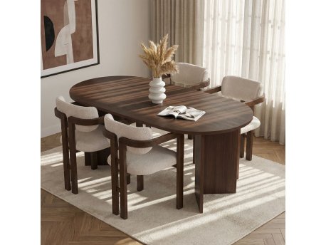 HANAH HOME Set Trpezarijski sto i 4 stolice Meridia 4 Milano Walnut Dark Walnut White