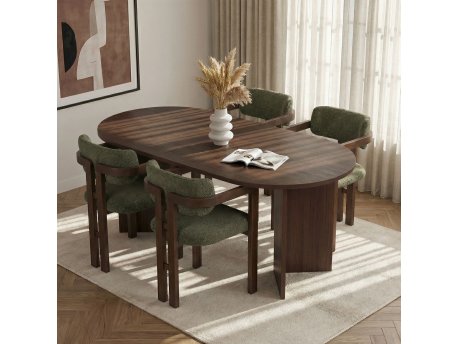 HANAH HOME Set Trpezarijski sto i 4 stolice Meridia 4 Milano Walnut Dark Walnut Green