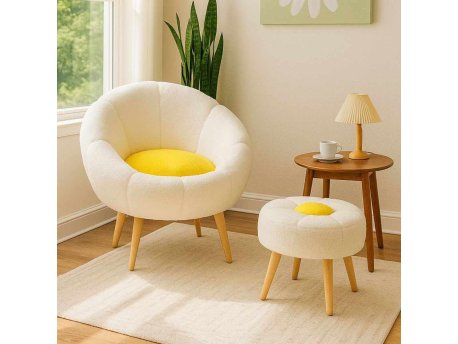 Atelier del Sofa Fotelja i bočni stočić Lida White Yellow