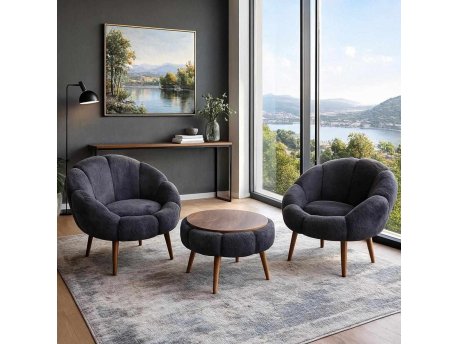 Atelier del Sofa Fotelje i klub stočić Lida Wellsoft Anthracite