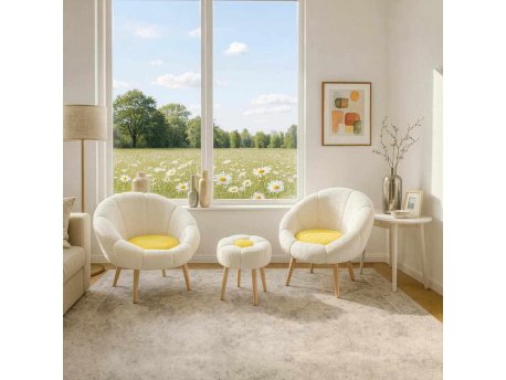 Atelier del Sofa Fotelje i tabure Lida Wellsoft White Yellow
