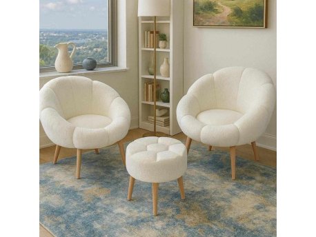 Atelier del Sofa Fotelje i tabure Lida Wellsoft White