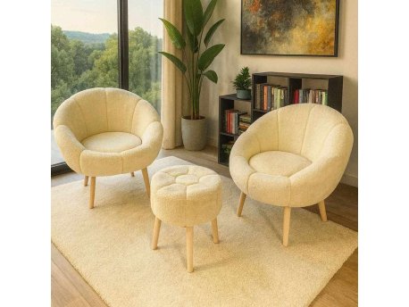Atelier del Sofa Fotelje i tabure Lida Wellsoft Cream