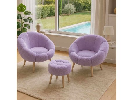Atelier del Sofa Fotelje i tabure Lida Wellsoft Lilac