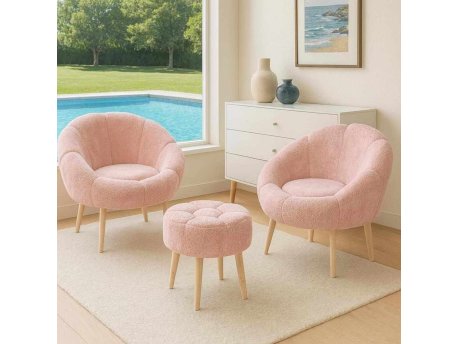 Atelier del Sofa Fotelje i tabure Lida Wellsoft Pink