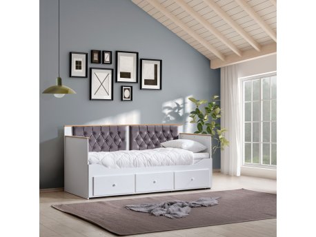 HANAH HOME Krevet Alacati White Anthracite