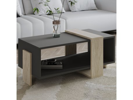 HANAH HOME Sto za dnevnu sobu Meleni Travertine Anthracite