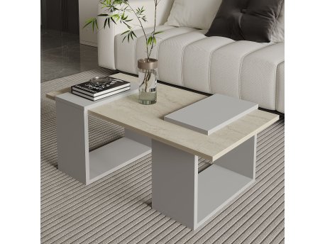 HANAH HOME Sto za dnevnu sobu Matris Grey Travertine